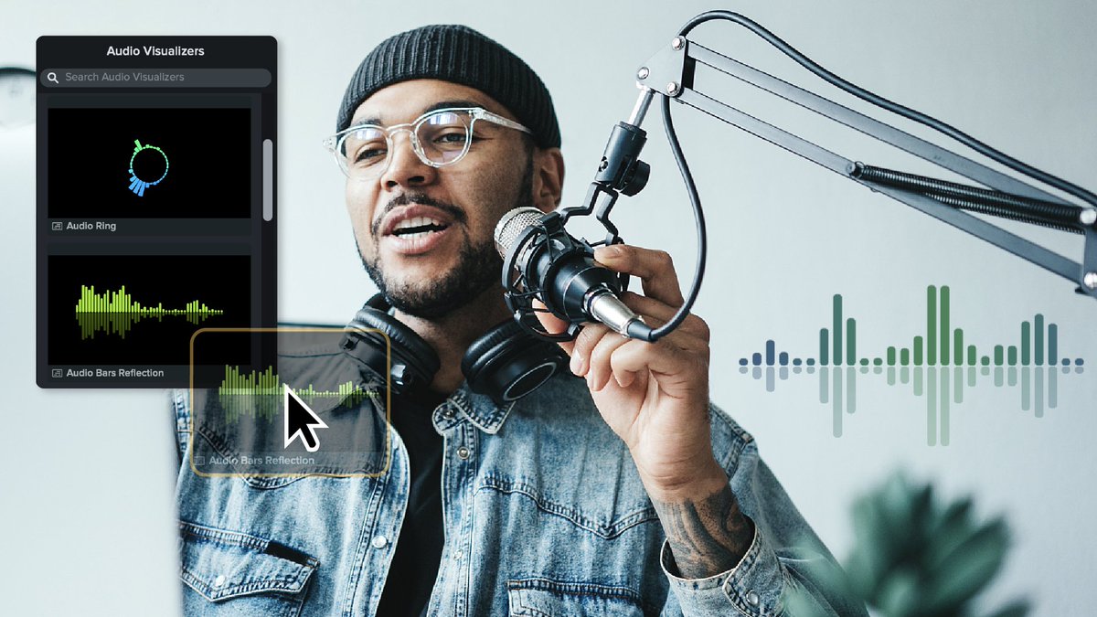 Camtasia's tweet image. Watch your sound come alive with our new audio visualizers in Camtasia 2024. Perfect for music videos or podcasts! 🎵 📊 #AudioWaveforms #CamtasiaTech #ContentCreator