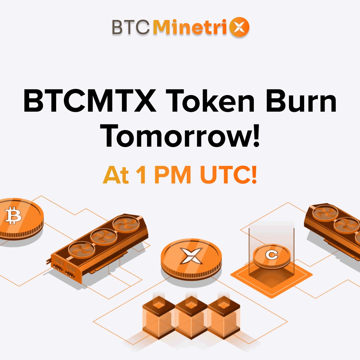 bitcoinminetrix's tweet photo. Tomorrow at 1 pm UTC, we will be burning an additional 5% of the overall token supply.

Set your reminders and don’t miss it! ⏰🔥 https://t.co/SWKKiTfflT