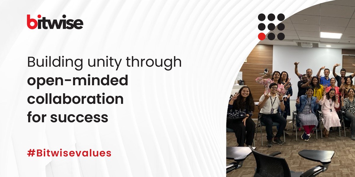 Bitwise_Updates's tweet image. At #Bitwise, our commitment to success is reinforced by a spirit of unity and collaboration. We achieve milestones through open-minded teamwork, fostering an innovative mindset to enable singular technology solutions. 
Learn more: bit.ly/3ScW6oj 

#bitwisevalues