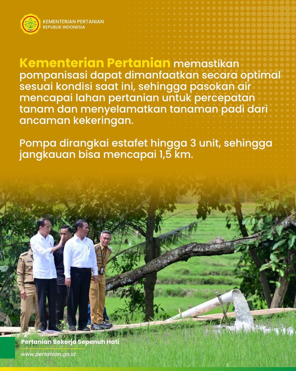 kementan's tweet photo. Namun, bagaimanakah proses pompanisasi yang selama ini telah dijalankan Kementan?
Simak informasi berikut ya Sob.
#Pompanisasi #ProgramKementan #TingkatkanProduksi #AntisipasiKekeringan #KementerianPertanian https://t.co/XgBWRq28Zc