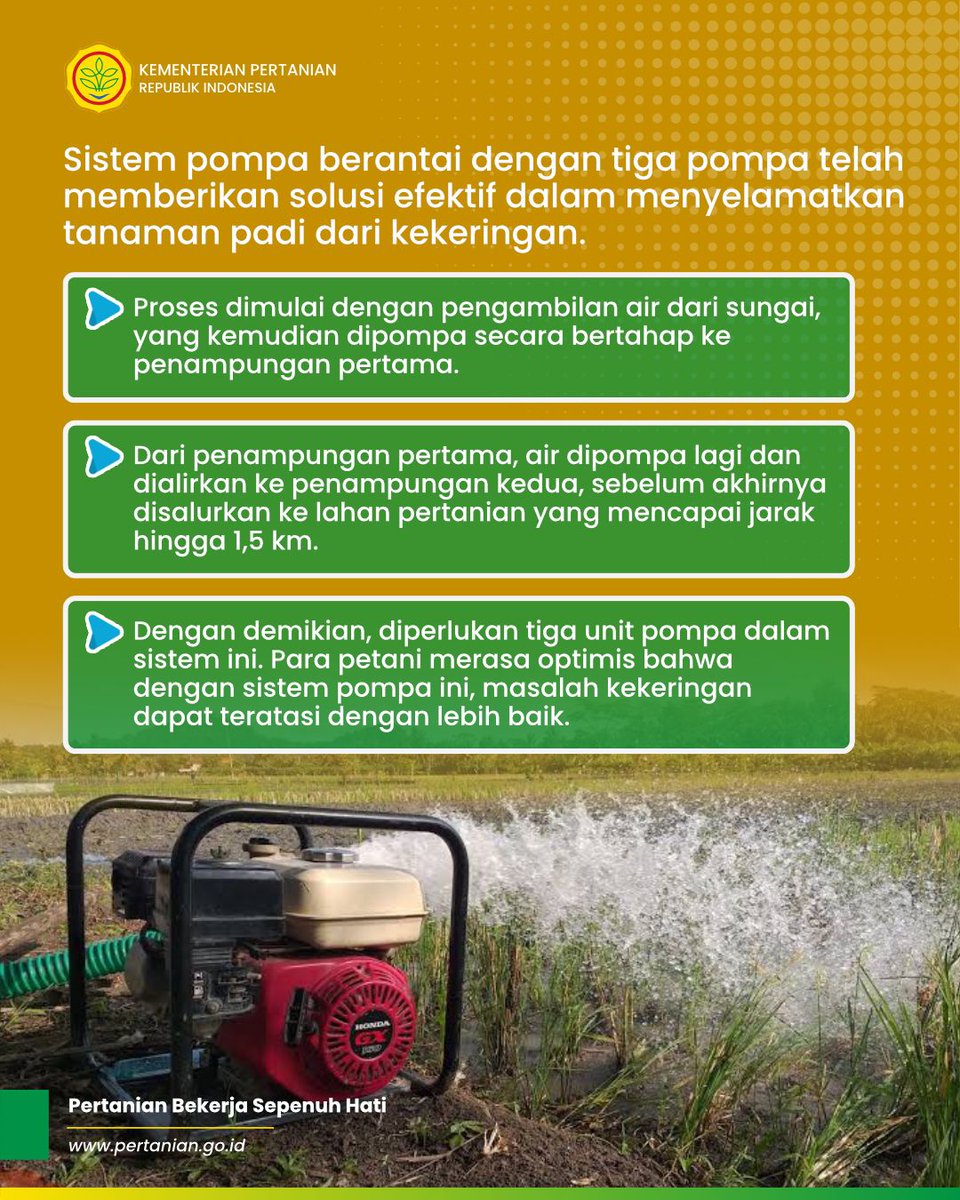 kementan's tweet photo. Namun, bagaimanakah proses pompanisasi yang selama ini telah dijalankan Kementan?
Simak informasi berikut ya Sob.
#Pompanisasi #ProgramKementan #TingkatkanProduksi #AntisipasiKekeringan #KementerianPertanian https://t.co/XgBWRq28Zc