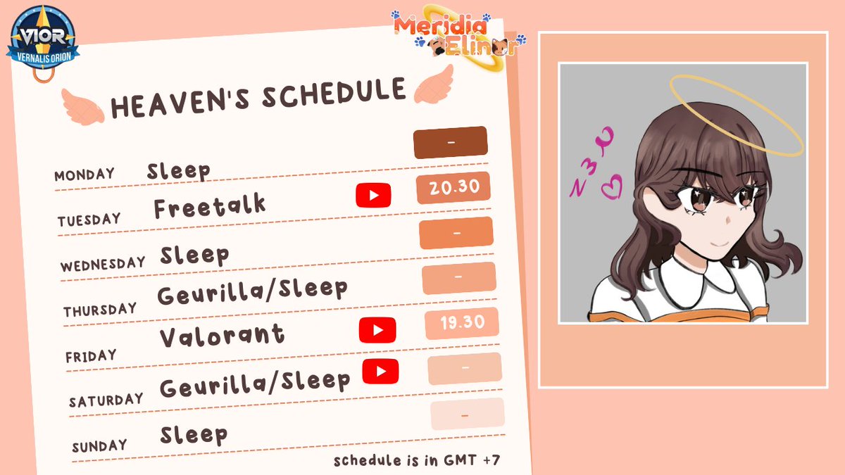 MeridiaElinor's tweet photo. It is my weekly schedule ^^
【Hashtags】
General : #Meridia_Elinor
Live : #Eli_ve
Clip : #El_clip
Fanart : #Meridiart
NSFW: #Meridi_ahh
Meme: #Merime
Fanart submissions might be used for content in the future😺🧸
#Dreimora #VernalisOrion #VIOR https://t.co/TRr6cQok4P