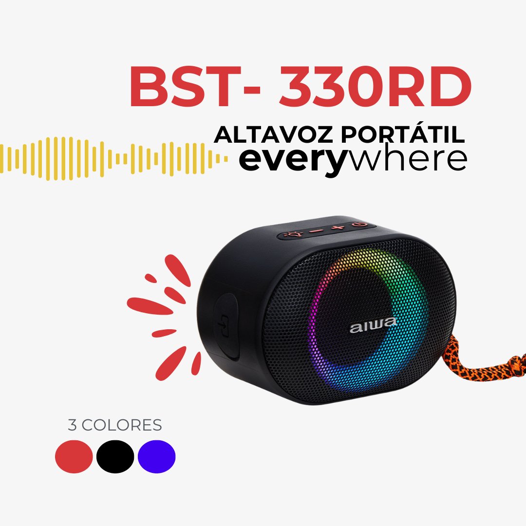 Elige tu color favorito y lleva tu música a todas partes con nuestro altavoz portátil compacto I🎵🌟 
#AIWA #aiwaeurope #SMARTLive
