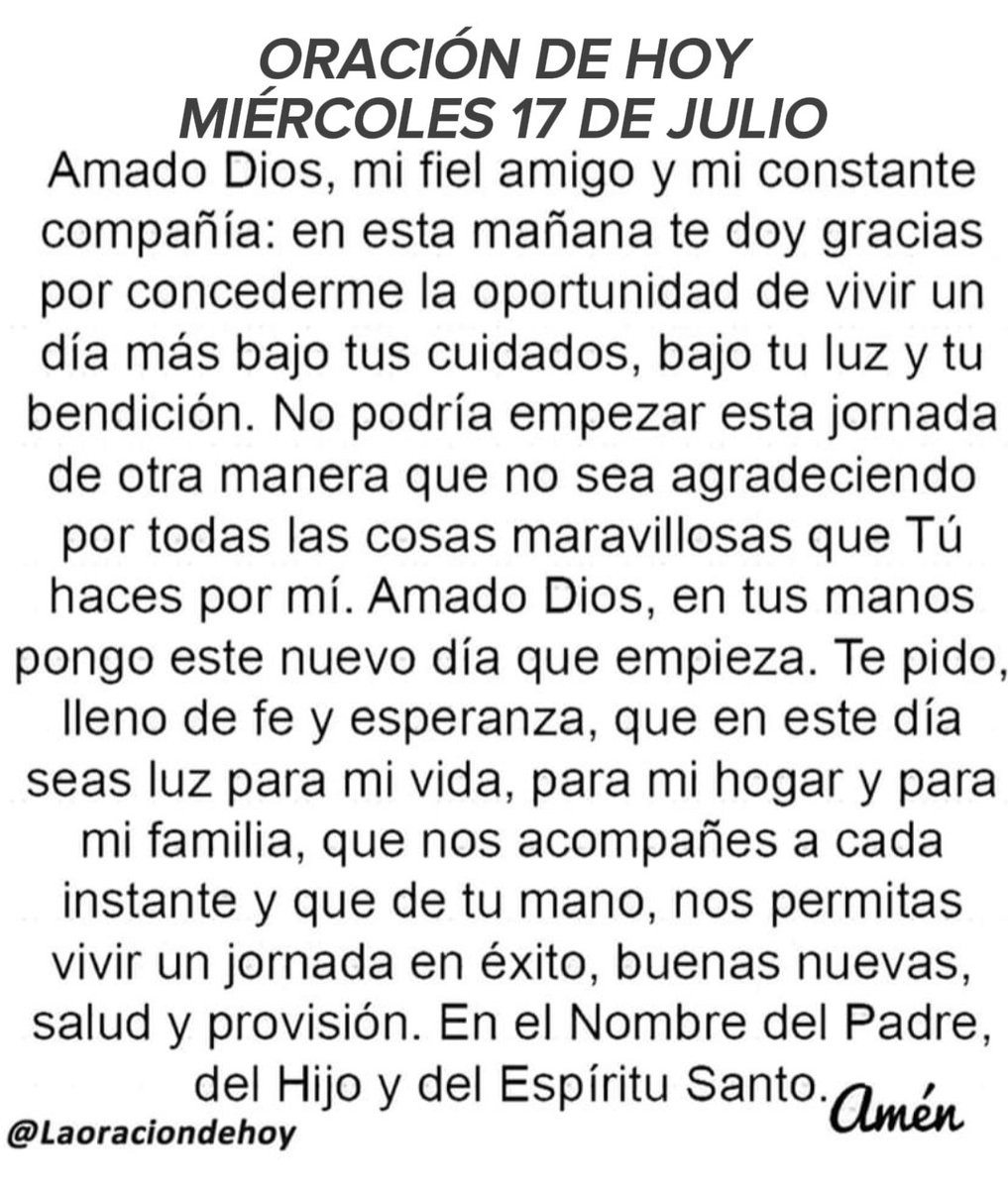 laoraciondehoy's tweet photo. Oración diaria para hoy miércoles 17 de julio de 2024 https://t.co/NYpfdmJryB