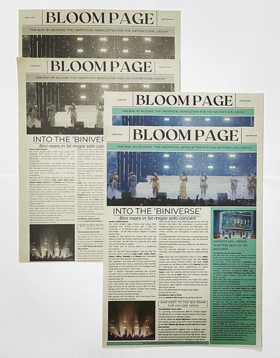 bini_writes's tweet photo. Ain’t a BLOOM PAGE Newsletter if it’s not printed on a newsprint paper. 

Tried printing some copies (B&amp;W and Colored) for the first edition of #BLOOMPAGE. 

Print yours here: https://t.co/EYFmLin5S3

#BINIxMYXGlobal #BINIonMyx #DionelaXBINIStacey #SiningMV #BINI @BINI_ph https://t.co/HjmoorARkr
