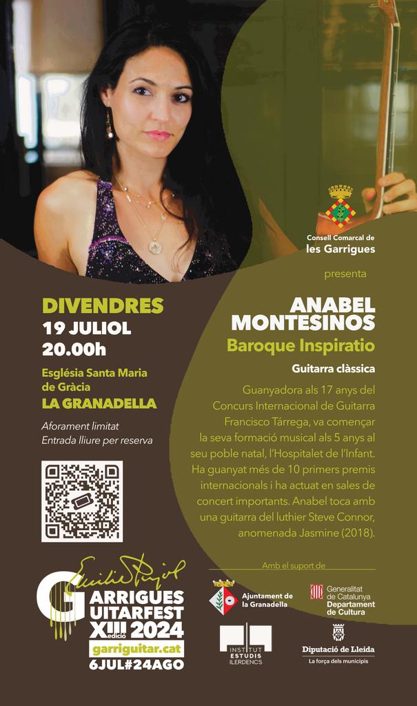 Proper cap de setmana, el poble de la Granadella es vesteix de guitarra! La guitarrista internacional tarragonina Anabel Montesinos arriba per primera vegada a la terra natal del mestre Emili Pujol 👇🏽
eventbrite.es/e/guitarfest-2…
<a href="/RevistaMusCat/">Revista Musical Catalana</a> <a href="/catalunyamusica/">Catalunya Música</a>