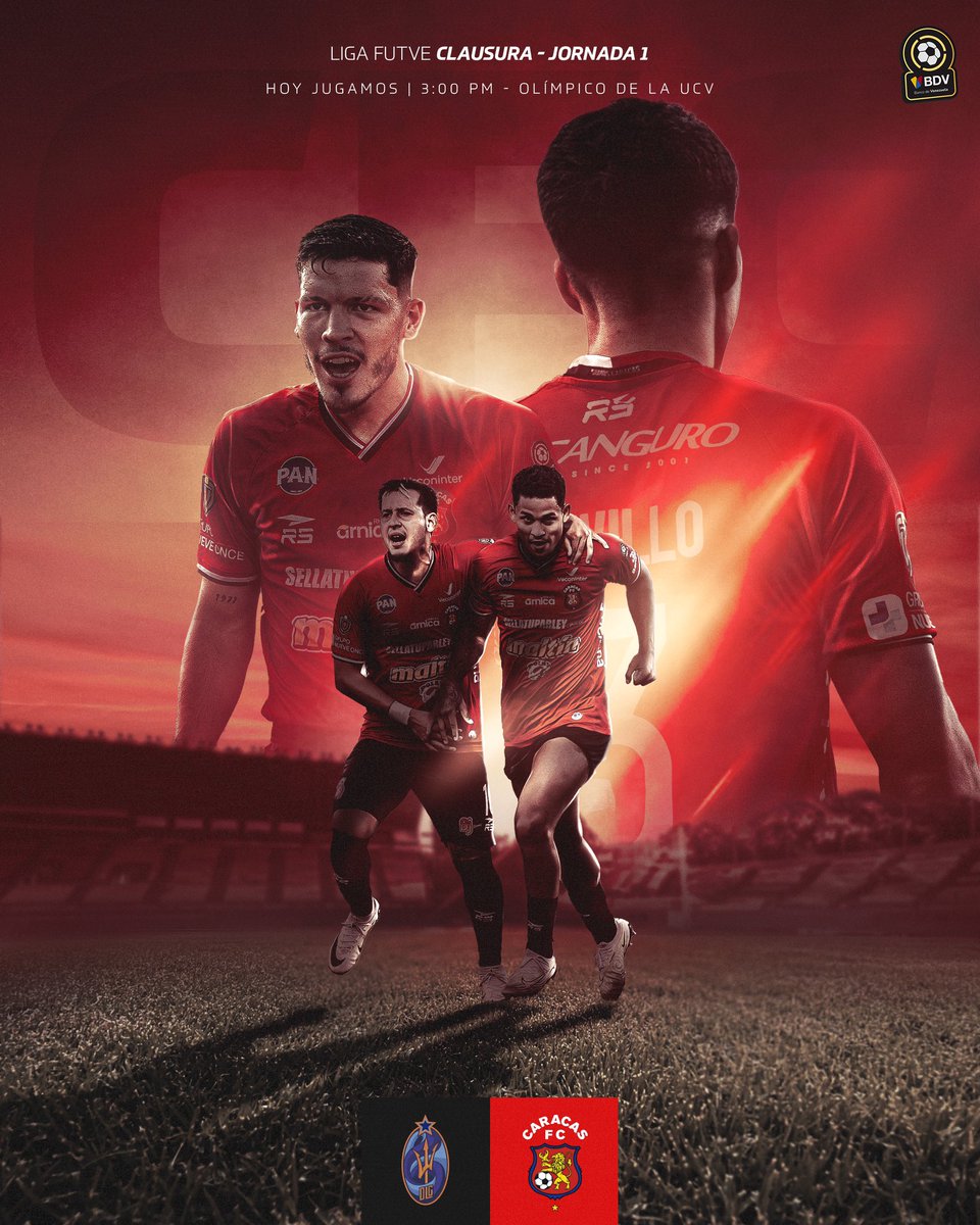 Caracas_FC's tweet photo. ¡𝑯𝑶𝒀 𝑱𝑼𝑬𝑮𝑨 𝑬𝑳 𝑹𝑶𝑱𝑶! 🇾🇪👊🏻

𝐉𝐔𝐍𝐓𝐎𝐒 con garra y corazón afrontamos el Torneo Clausura 🫂❤️

🆚 Deportivo La Guaira 
⌚️ 3:00 P.M. 
🏟️ Estadio Olímpico de la UCV 
🏆 @ligafutve | TC | J1 
📺 Meridiano TV | YouTube Liga FUTVE 
📻 @deportiva @hot94 

¡𝐕𝐀𝐌𝐎𝐒! 💪🏻

#SomosCaracas #LigaFUTVEBancodeVenezuela