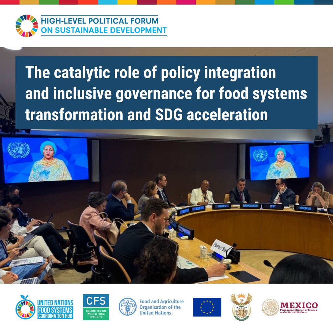 FoodSystems's tweet photo. 💡Insights from our #HLPF side event on #FoodSystems transformation! 

Learn how integrated policies &amp; inclusive governance are accelerating progress towards the #SDGs.

Read the full article 👉 https://t.co/uSsmA6ML49 https://t.co/QnlkYm8koT