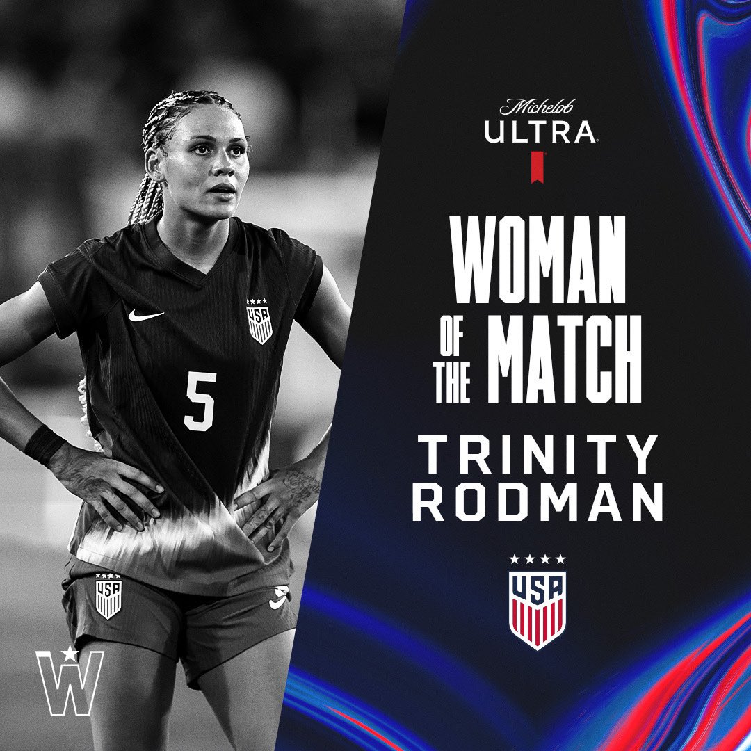 USWNT's tweet photo. YOUR @michelobultra Woman of the Match in Washington: @trinity_rodman! https://t.co/VPfTmrhg7e