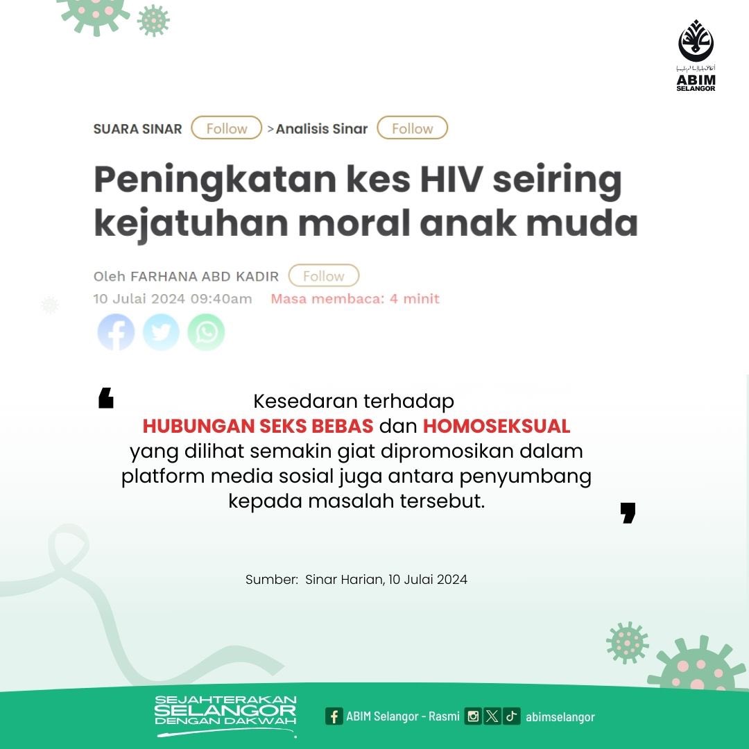 abimselangor's tweet photo. Tingkatkan Kesedaran, Lindungi Generasi Muda 🚨

Kes jangkitan HIV dalam kalangan pelajar di Malaysia semakin meningkat dan membimbangkan, dengan majoriti pesakit berusia antara 18 hingga 25 tahun di IPT. https://t.co/g9FkZKzn2r