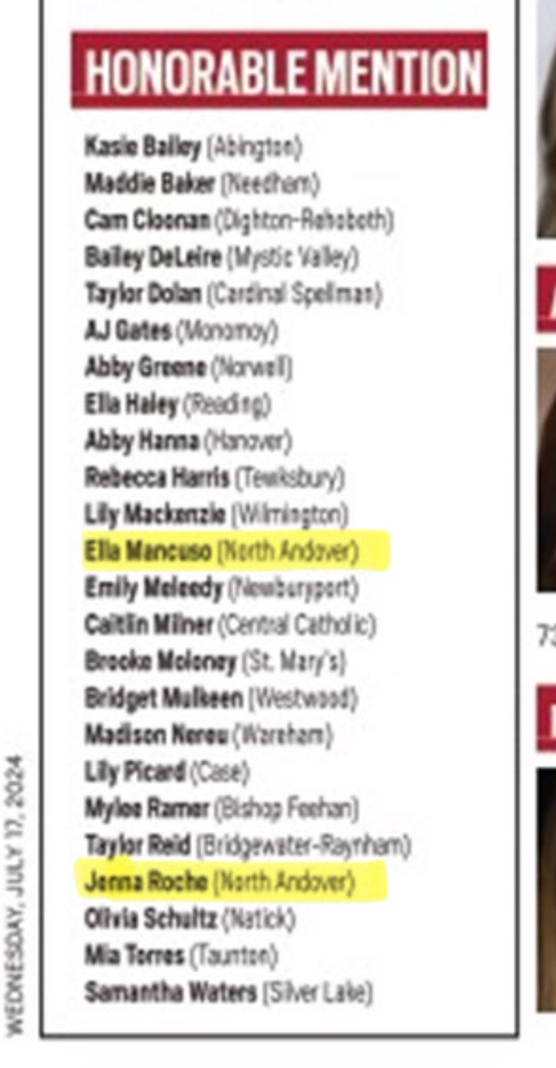 Another Congratulations 🎉 goes out to 🌟 Brigid Gaffny🌟 for her selection as a Boston Herald All-Scholastic 🥎

👏🏼 Honorable Mention for Ella Mancuso &amp; Jenna Roche as well ❤️🖤
<a href="/NA_Athletics/">Scarlet Knights</a>