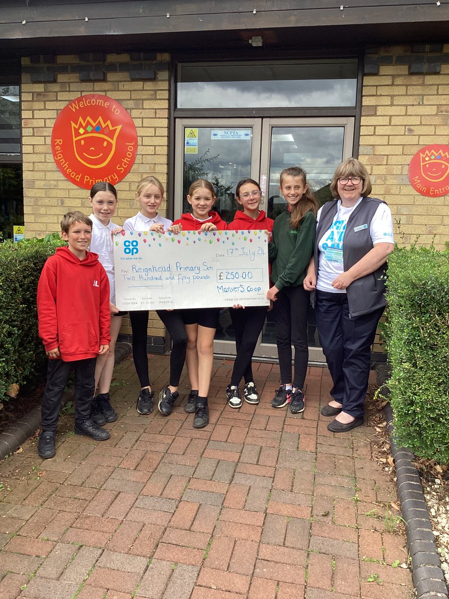 ReignheadPri's tweet photo. We had a visit from Manvers Road Co-Op to present a cheque from the community donation project for £250!  This will go towards our wild flower meadow, thank you @coopuk https://t.co/f2OLcOuq2u