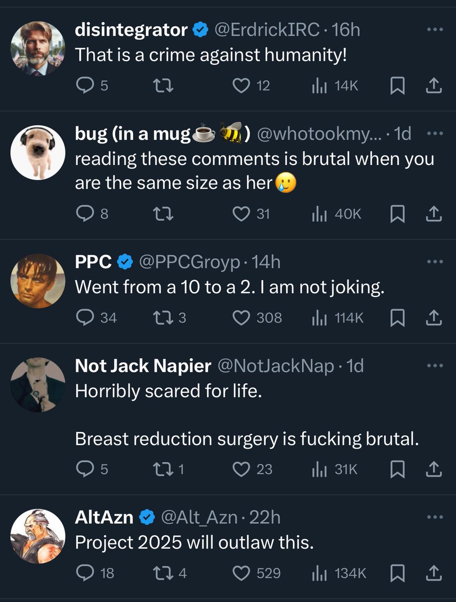 MaestroMorgan17's tweet photo. Random woman posts her reduction surgery. 

Random men refuse to be normal about it. https://t.co/cWhZiZUYcQ