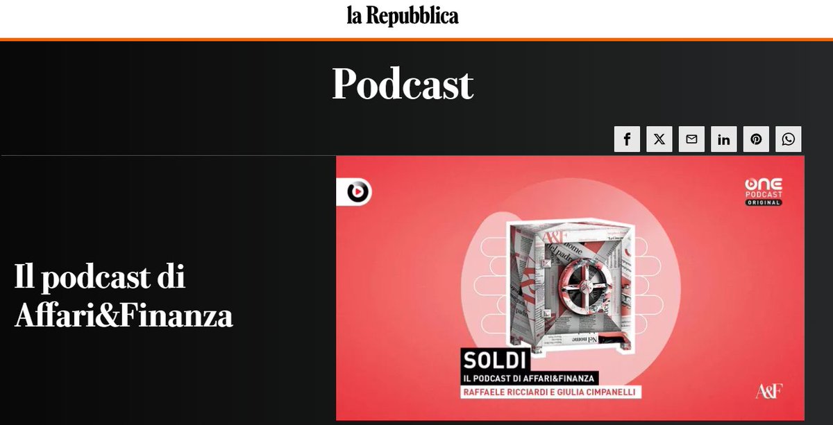 🎙️ Da ascoltare la puntata di oggi di #Soldi, il podcast di <a href="/RepubblicaAF/">Repubblica Affari&Finanza</a>, dedicata all'agenda #TaxTheRich e alla nostra raccolta firme #LaGrandeRicchezza, con <a href="/MasloMisha/">Mikhail Maslennikov</a> di #Oxfam, <a href="/AndreaRoventini/">Andrea Roventini</a>
(<a href="/ScuolaSantAnna/">ScuolaSantAnna</a>),  <a href="/rosariamato/">Rosaria Amato</a> e
<a href="/lexricciardi/">Raffaele Ricciardi</a> 👉tinyurl.com/4b9bktex

Per