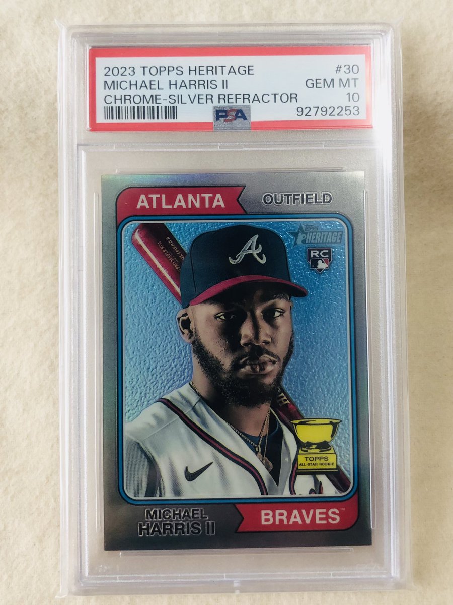 inataku_Card17's tweet photo. マイケルハリス2世
topps Heritage 2023 自引き
無事PSA10
#topps #MichaelHarrisII
#PSA #AtlantaBraves https://t.co/wAy1ZKzHxo