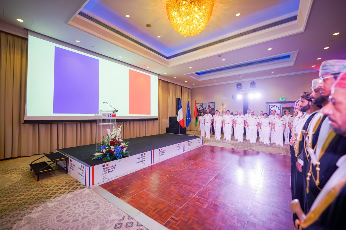 FranceinOman's tweet photo. 1⃣ Thank you to H.E. @muslahi and members of the Omani official delegation for gracing us with their presence to celebrate with us the French National Day in Oman, a few days before the opening of the #ParisOlympics.
#BastilleDay #14_juillet https://t.co/17bxKe1ojN