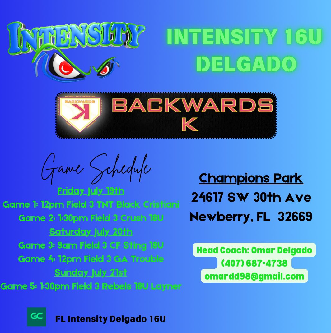I will be playing at Backwards K this weekend in Newberry! Check us out! 
@shannieflame <a href="/newmz4/">Nicole Newman</a> <a href="/tsmartt14/">Taylor Smartt</a> <a href="/tbullard71/">Tanner Bullard</a> <a href="/LindsayFico/">Lindsay Fico</a> <a href="/JAXCoachE/">Erica Ayers</a> <a href="/cara_parker13/">Cara Parker</a> <a href="/CoachCat10/">Cat Clifford</a> <a href="/CoachKarlaUSF/">Karla Claudio</a> <a href="/USFSoftball/">USF Softball</a> <a href="/SoftballDown/">Down South Softball</a> <a href="/CoastRecruits/">Coast 2 Coast Recruits</a> <a href="/ExtraInningSB/">EXTRA INNING SOFTBALL</a> <a href="/BackwardsKJax/">Backwards K Softball</a>