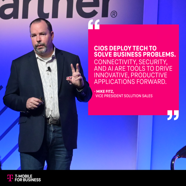 KennesawMark's tweet photo. T-Mobile for Business VP Mike Fitz highlights a CIO challenge: processing huge data at high speed on edge devices. #5G intelligent edge compute blends cloud and localized computing, enabling VR, AR, HIPAA portals, and more. #Innovation from our 5G network. https://t.co/Eof0PNIRcV