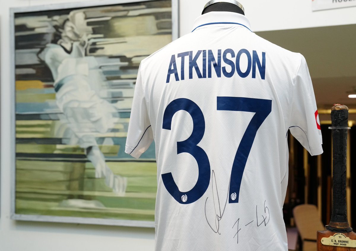 Gus Atkinson has kindly donated his first innings shirt from England v West Indies at <a href="/HomeOfCricket/">Lord's Cricket Ground</a> to the MCC Museum 🙌

#CricketTwitter | #ENGvWI