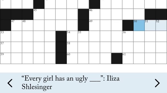 Robynw414's tweet photo. From my @newyorker crossword today: thank you @iliza Shlesinger for a new clue to the overused BRA (literally).

https://t.co/RSsjYIUTS5 https://t.co/Zh2Ib36sCX