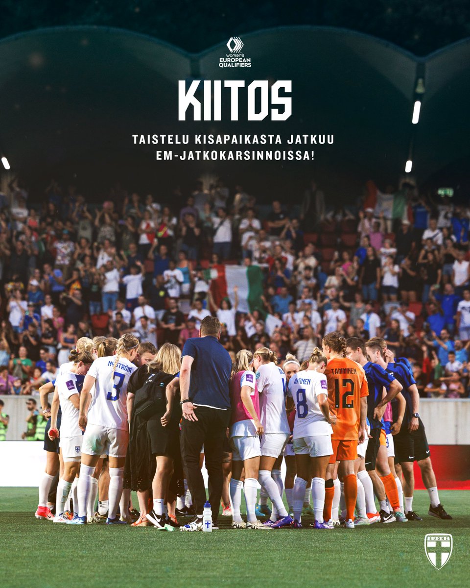 𝐊𝐈𝐈𝐓𝐎𝐒 tuesta ja kannustuksesta kevään ja kesän EM-karsinnoissa! Erityisesti kotikentällä koimme yhdessä unohtumattomia hetkiä ja löimme yleisöennätykset uusiksi. 🫶🩵

Kisapaikan metsästys jatkuu syksyllä! EM-jatkokarsintojen arvonta suoritetaan perjantaina 19.7. kello