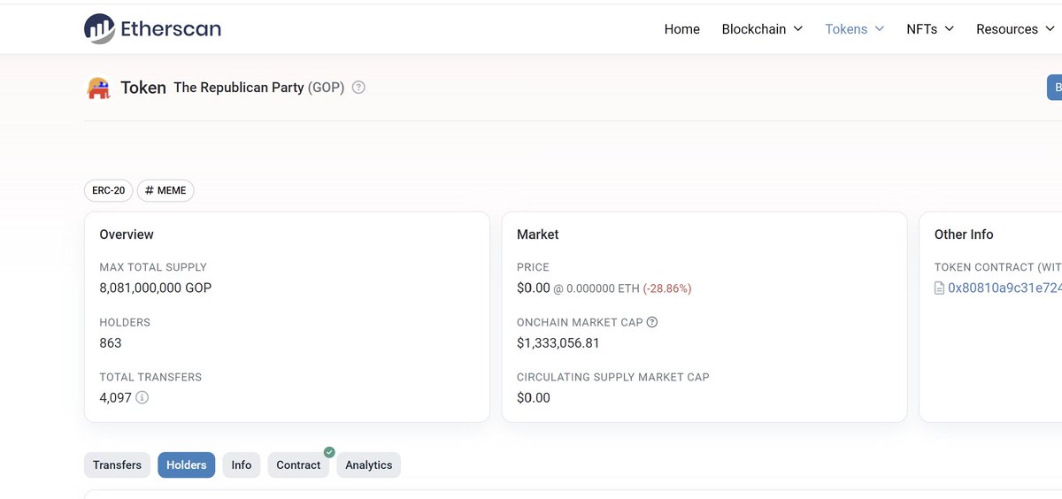 The $GOP <a href="/etherscan/">etherscan.eth</a> updated

etherscan.io/token/0x80810a…

#TheRepublicanParty $GOP #Etherscan