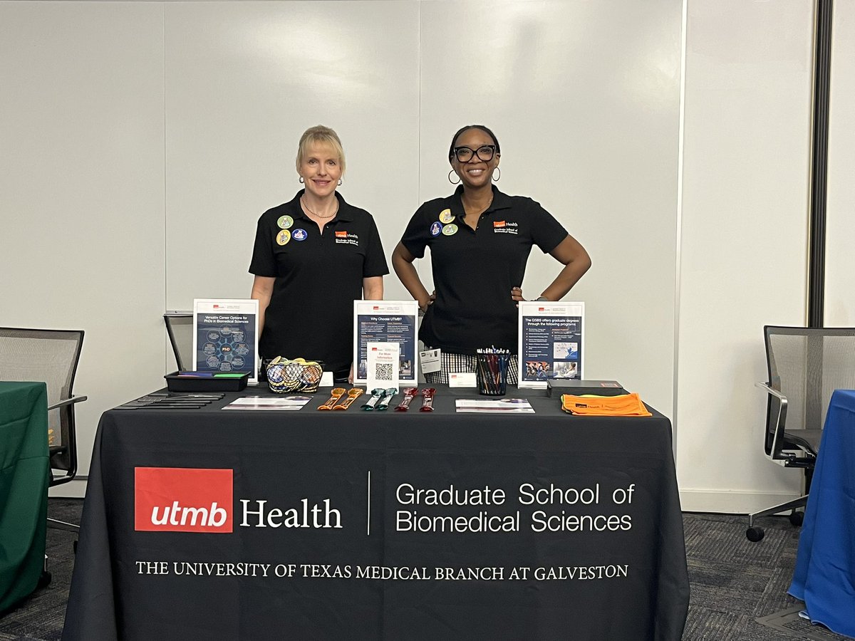 UTMBGSBS's tweet photo. NIH Graduate & Professional School Fair Attendees:
We are ready to meet you this morning in Room E, Table 107, and tell you about the great opportunities for training in biomedical research at UTMB! Come say hi and grab some cool swag! @NIH_OITE #GPFair24 #UTMBGSBS https://t.co/hHe74X9pFk