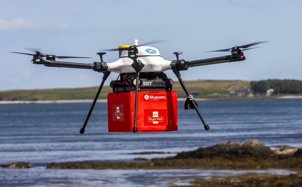 RoyalMail's tweet image. We're working with @Skyports_DS and @argyllandbute to trial the use of drones to transport mail between the remote isles of Islay and Jura in the Inner Hebrides.

Find out more at: ms.spr.ly/6016luJZn

#DroneDelivery #Innovation #Sustainability #RoyalMail