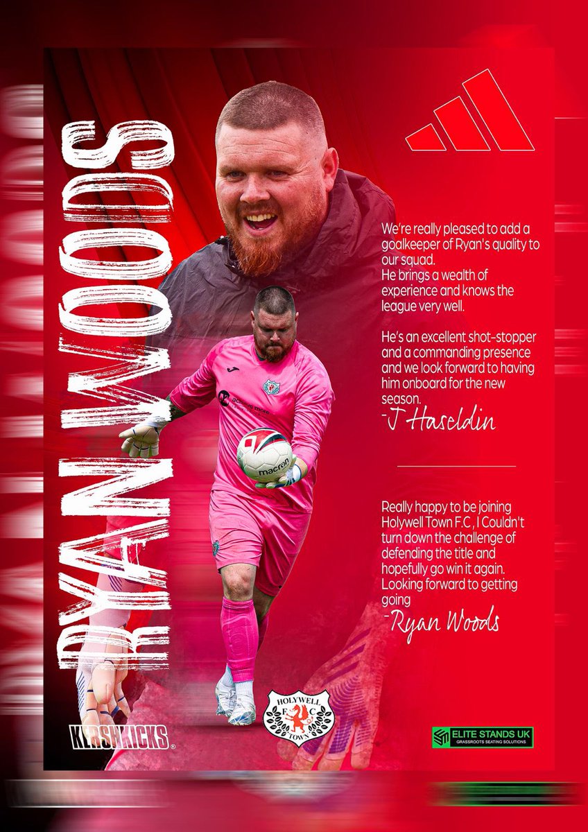 HolywellTownFC's tweet photo. Our media team are busy today bringing you Wellmen updates and here’s another..
 
Ryan Woods becomes a Wellman. 

Ryan is the only player available to sponsor - if you would like to sponsor him email tracey@holywelltownfc.co.uk

Welcome Woodsy! 👏🏻
@KershKicks 
@EliteStands 
#UTW https://t.co/t4JAyQTYH9