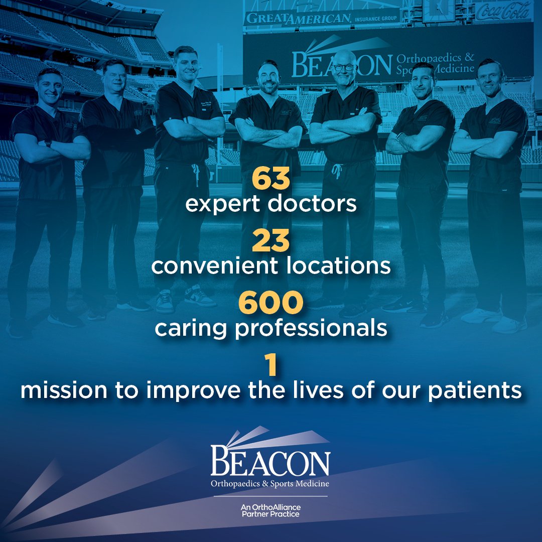 BeaconOrtho's tweet photo. 6️⃣3️⃣ expert doctors
2️⃣3️⃣ convenient locations
6️⃣0️⃣0️⃣ caring professionals
1️⃣ mission to improve the lives of our patients

That's the #BeaconDifference! ❤️ Learn more and schedule a visit at https://t.co/0Vm6z1gUQl. https://t.co/7Amyc3O923