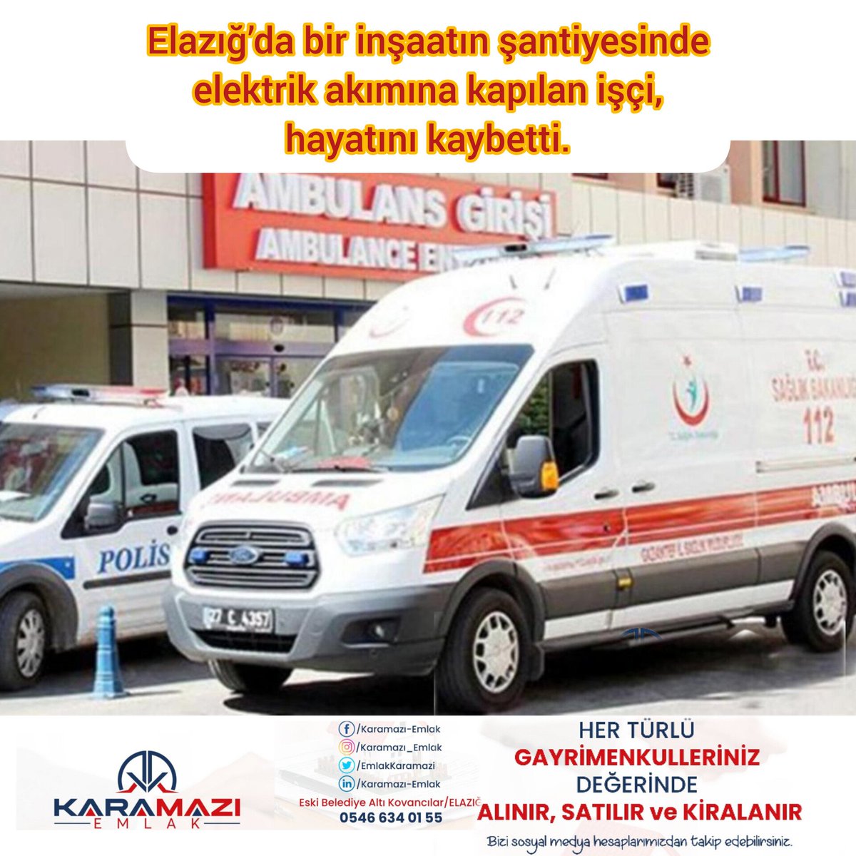 Elazığ'da elektrik akımına kapılan işçi hayatını kaybetti
ilkha.com/guncel/elazigd…