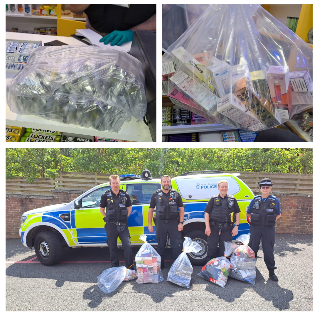 Illegal vapes and counterfeit cigarettes worth an estimated total of £8,500 were seized from a Malvern store today in a partnership operation.

Officers from Malvern Safer Neighbourhood Team supported our partners <a href="/WorcsTS/">Worcestershire TS</a> on the visit.

Read more ➡️ orlo.uk/z7uPe