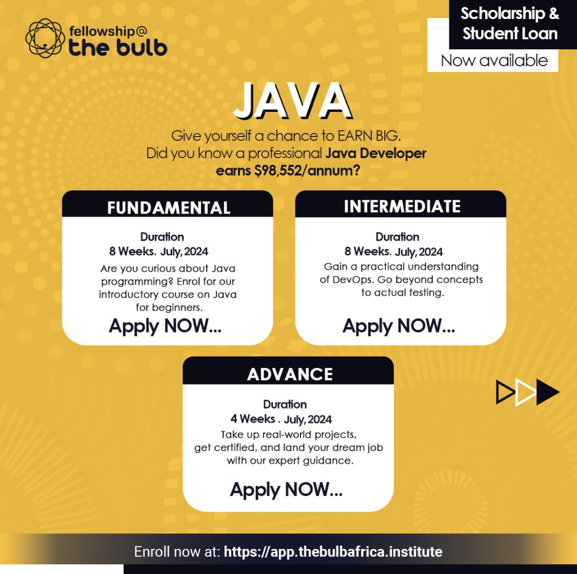 TheBulbAfrica's tweet photo. Kickstart a successful career in tech with us. Classes starts July 2024. 

Click on link in below or send us a DM
https://t.co/vTQDngCFq2
.
.
.
.
.
#thebulbafrica #techtraining #getintotech #techbootcamp 
#productdesigncourse #codingworld #codinglife #nocodetech https://t.co/WBOHhkMI2y