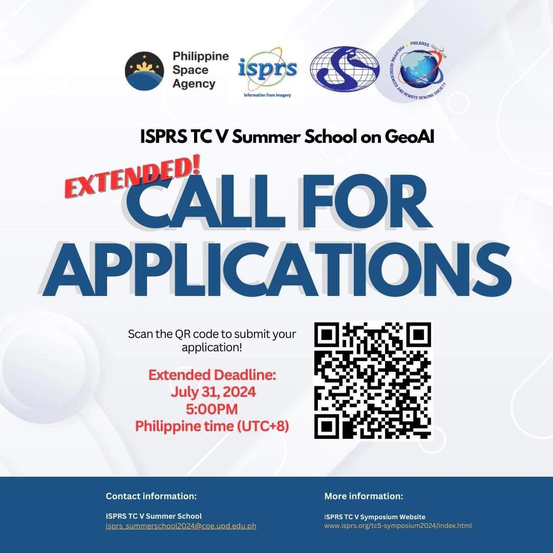EOTECDevNet's tweet image. 🚨 Last Chance! 🚨
🗓️ Deadline: July 31, 5:00 PM (UTC+8)
📝 Apply: drive.google.com/file/d/11S6LB7…
🌟 @isprs Student Consortium Summer School
📚 Theme: “AI for Geospatial Applications”
📍 University of the Philippines, Diliman, Quezon Cit
📅 August 9-13, 2024
#GeospatialAI #ISPRS