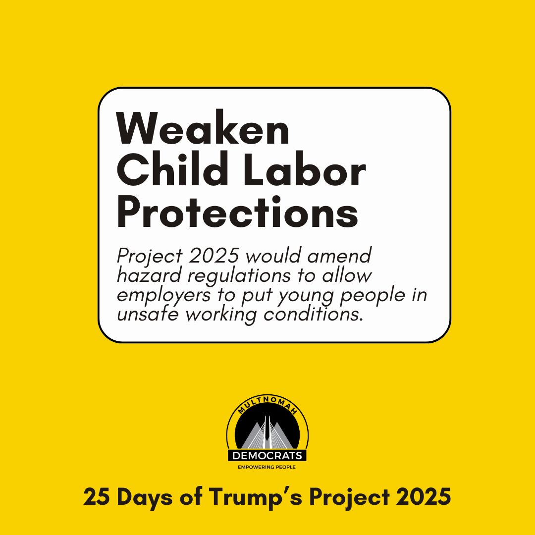 multdems's tweet photo. Day 9: Project 2025 wants to make it easier for big business to hire and exploit child labor. #25DaysofProject2025 #TrumpsProject2025 https://t.co/t0xnYRrmMt