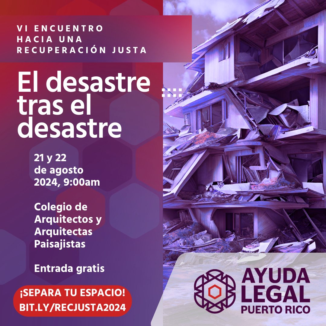 ¡Estamos listas para el VI Encuentro Hacia una Recuperación Justa! Este encuentro reúne voces en defensa de la recuperación, la vivienda digna y la justicia climática. Pronto anunciaremos agenda. Reserva espacio en bit.ly/recjusta2024 #RecuperacionJusta