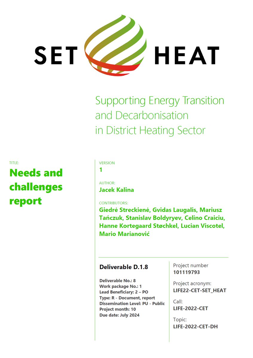 SetHeat's tweet image. Our &quot;Needs and challenges report&quot; is on the air. 

The report can be downloaded from the SET_HEAT project website: setheat.polsl.pl/resources/repo…