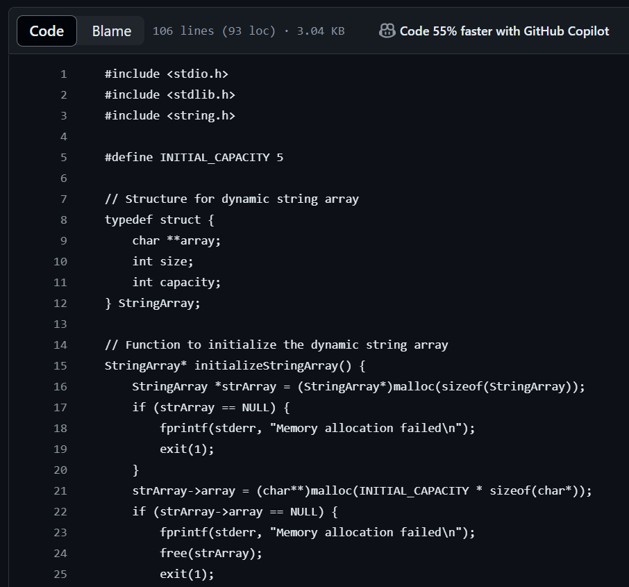 Code02Hero's tweet photo. Day 14 of #100DaysOfCode: Mini-Project: Dynamic String Array. 🚀 #CProgramming #coding #DynamicMemoryAllocation
Solution in GitHub
https://t.co/KmrhPbiNEA https://t.co/S4P9JfiWAv