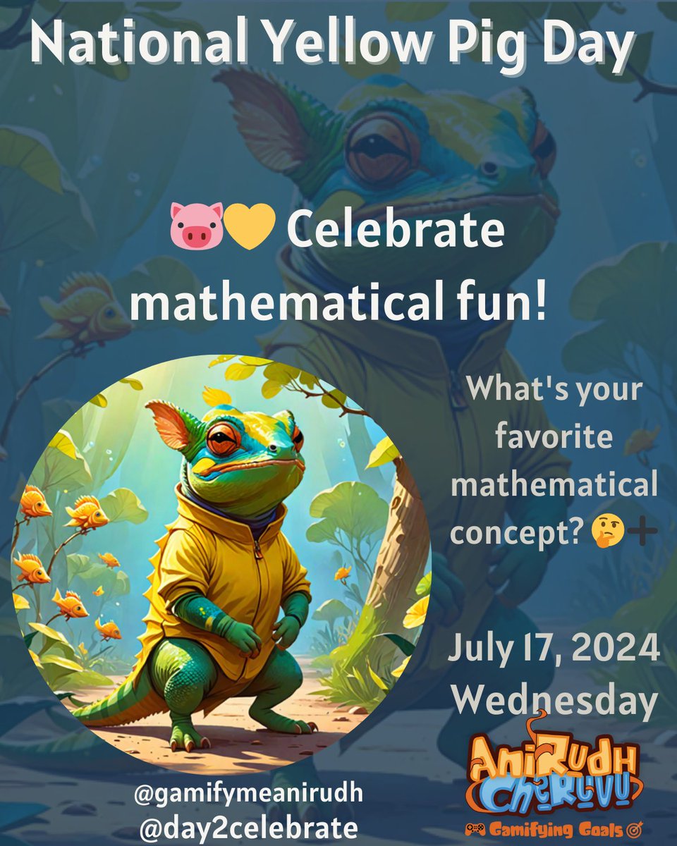 gamifymeanirudh's tweet image. 🎨

💛🐷 Happy National Yellow Pig Day! Today, let's embrace the whimsy and mathematical curiosity of the yellow pig, ! #NationalYellowPigDay #MathematicalCuriosity #QuirkyCelebration 💛🐷