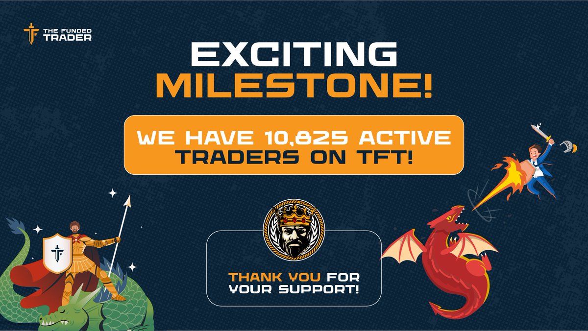 thefundedtrader's tweet photo. We currently have 10,825 active traders on TFT! 🎉
This milestone reflects our growing community. We're committed to increasing this number and taking care of our traders.

Thank you for your support!

#TFTCommunity #Growth https://t.co/HEQ5hRTPGR