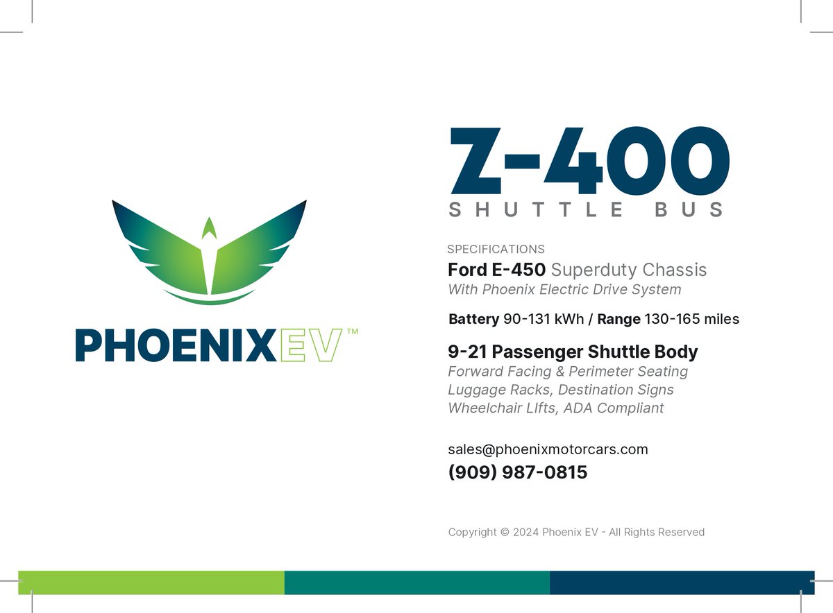 The 𝐙𝟒𝟎𝟎 shuttle bus is built on a Ford E-450 chassis and can be equipped with a 90kWh or 131 kWh battery pack. Offering ranges between 135-165 miles per charge, it can be fully charged in one to two hours with a Level III Charger.

#shuttle #ElectricVehicles #shuttlebus
