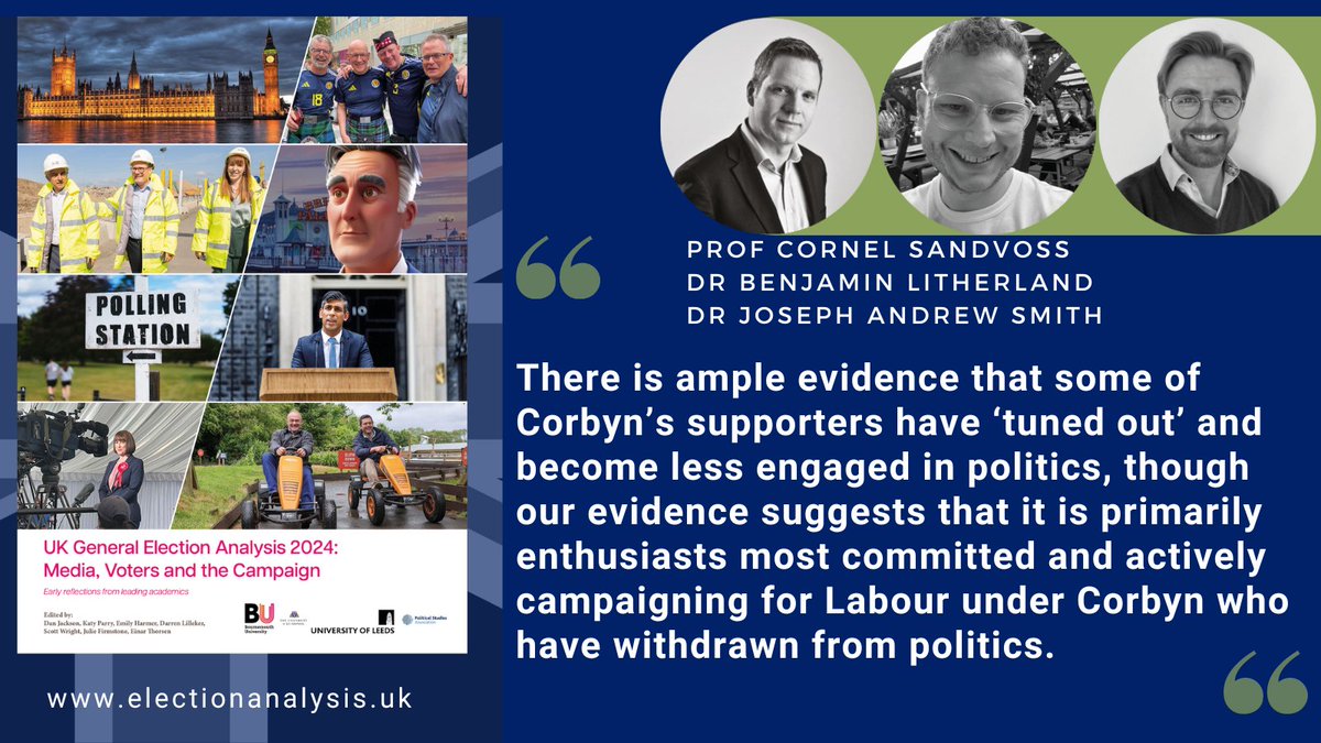 "There is ample evidence that some of Corbyn’s supporters have ‘tuned out’ and become less engaged in politics, though [...] it is primarily enthusiasts [...] who have withdrawn from politics." write <a href="/Sandvoss/">Cornel Sandvoss</a>, Dr Benjamin Litherland &amp; @DR_Joe_Smith in electionanalysis.uk