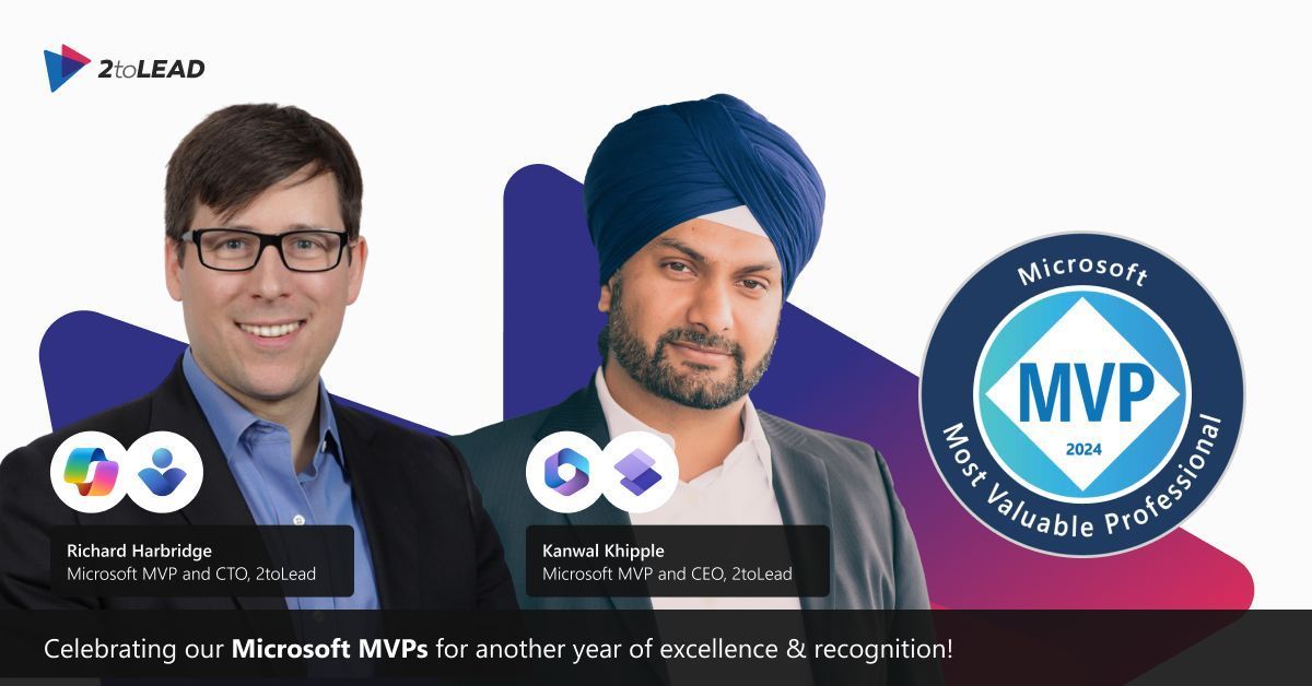 2toLead's tweet photo. Celebrating all Microsoft MVPs! 🎉 2toLead thanks you all for your valuable contributions. Special kudos to our CEO, @kkhipple and CTO, @RHarbridge for another year of recognition and excellence as MVPs! 🌟👏 

#MicrosoftMVP #MVPBuzz https://t.co/zeK42kgKHQ