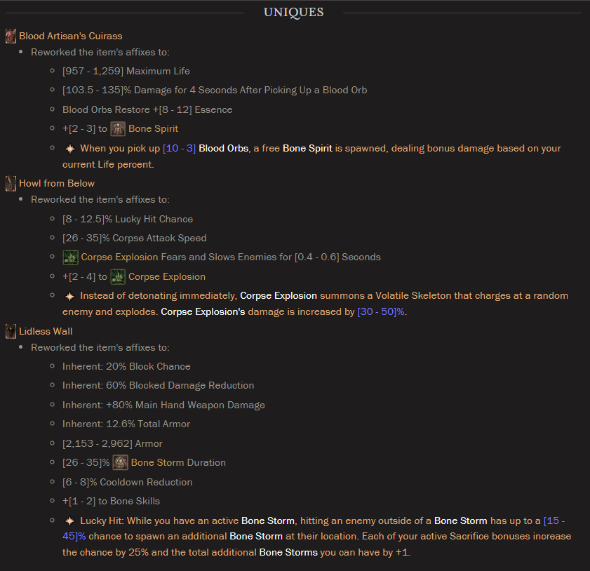 rob2628's tweet photo. ALL Uniques are getting a massive rework for #DiabloIV Season 5 😎 Here are the full details on 18 of them changing August 6th: https://t.co/iWCFca4mXr

Thanks to @DonTheCrownTV &amp; @Wowhead

51.8% Luck Hit Chance now on Firsts of Fate - up to 100% when Masterworked 🤩 https://t.co/hX5gafw8s0
