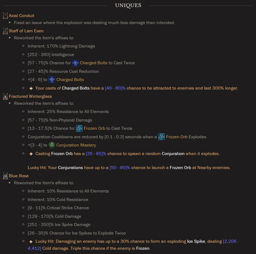 rob2628's tweet photo. ALL Uniques are getting a massive rework for #DiabloIV Season 5 😎 Here are the full details on 18 of them changing August 6th: https://t.co/iWCFca4mXr

Thanks to @DonTheCrownTV &amp; @Wowhead

51.8% Luck Hit Chance now on Firsts of Fate - up to 100% when Masterworked 🤩 https://t.co/hX5gafw8s0