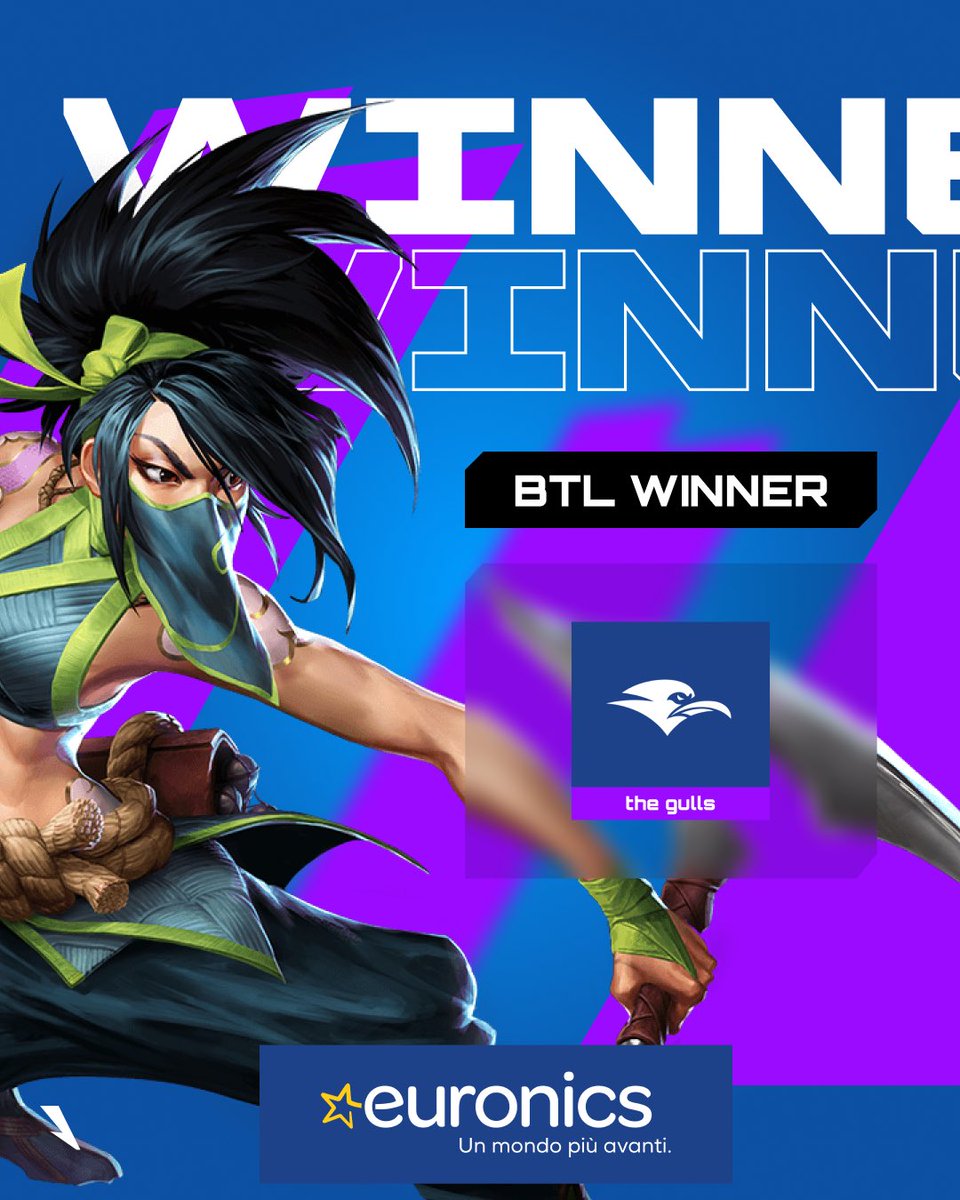QLASH Eventi 🇮🇹 (@qlash_events) on Twitter photo 🦅 THE GULLS CAMPIONI 🏆
I <a href="/thegullsesports/">The Gulls Esports</a> vincono la BTL di #leagueoflegends battendo per 3-2 i @gmblers_ 🔥
#BTL #BloomingTalentsLeague #leagueitalia #winner #euronics 🦅 THE GULLS CAMPIONI 🏆
I <a href="/thegullsesports/">The Gulls Esports</a> vincono la BTL di #leagueoflegends battendo per 3-2 i @gmblers_ 🔥
#BTL #BloomingTalentsLeague #leagueitalia #winner #euronics