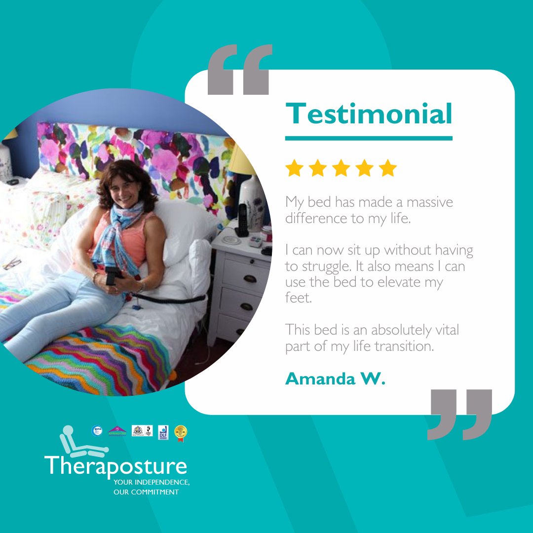 Theraposture's tweet photo. Amanda suffered life-threatening injuries in a cycling accident. She spent 5 1/2 months in hospital and underwent two major back operations. Discover how a double combination bed transformed her life 👉 https://t.co/lKgWijsZjV
#SpinalInjury #ProfilingBed #HeightAdjustableBed https://t.co/2vwGgHr49j