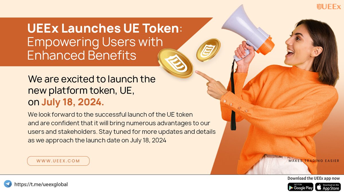 UEEx_official's tweet image. 📣UEEx Launches UE Token: Empowering Users with Enhanced Benefits.📣
We are excited to launch the new platform token, UE, on July 18, 2024.🤩

For more info : shorturl.at/MTsEq

#CryptoLunch #UEExToken 
#CryptoInnovation #UE #UECoin #UEEx