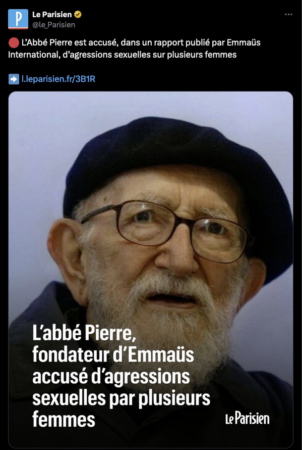 Nain_Portekoi's tweet photo. OK, qui avait "L'abbé Pierre accusé d'agression sexuelle." sur son bingo WTF de 2024 ? https://t.co/FtI7n9VZ8N