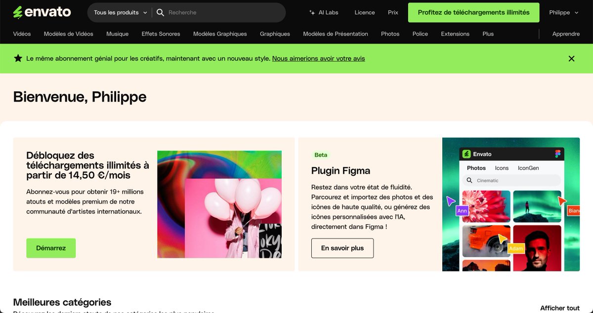Philippe_lre's tweet photo. Nouvelle interface / logo Envato 👀 https://t.co/DXfWK9lRBe